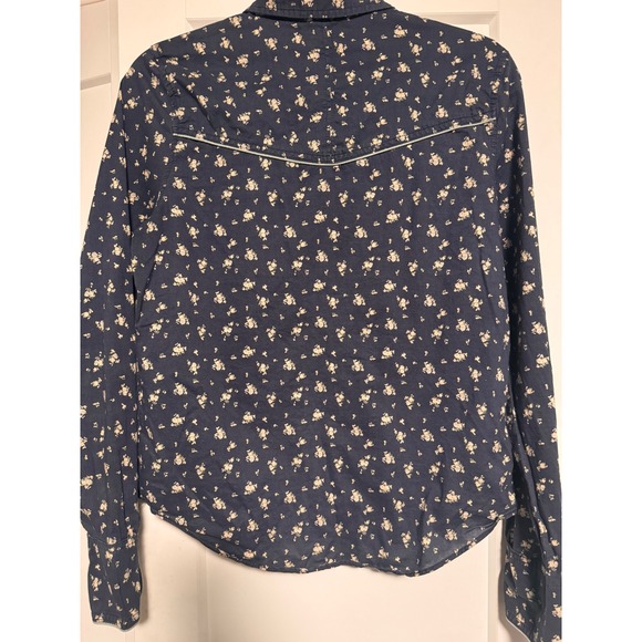 Free People Tops - Free People Navy Floral Print Long Sleeve Button Down Shirt Women's Size Medium